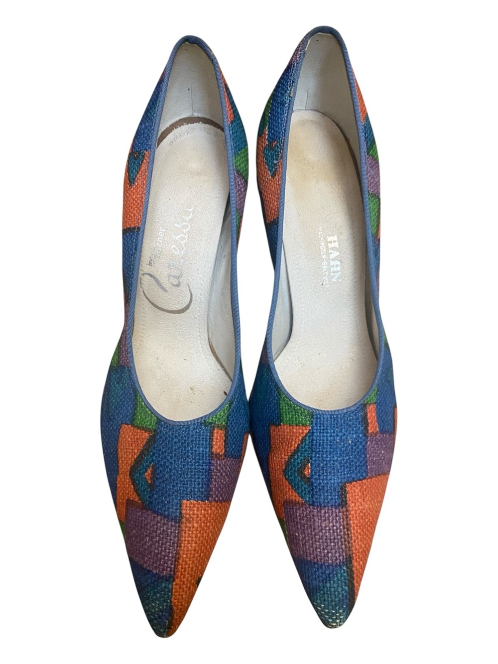 Caressa By Taicher Womens Vintage Woven Point Toe Heels Size 8.5 4A Narrow Heels - Picture 2 of 11